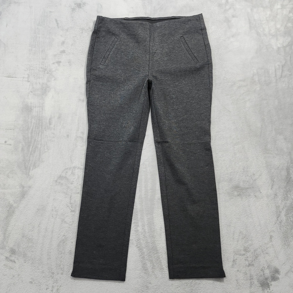 Chico's Pant Womens 1 8/M Gray Fabulously Slimming Knit Straight Pull On Stretch